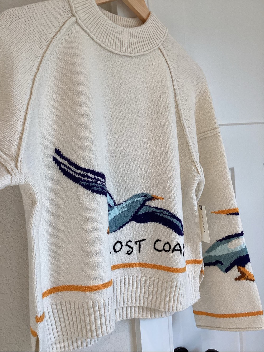 🌊Anthropologie Lost Coast Long-Sleeve Crewneck Sweater Pilcro NEW Small - Picture 8 of 15